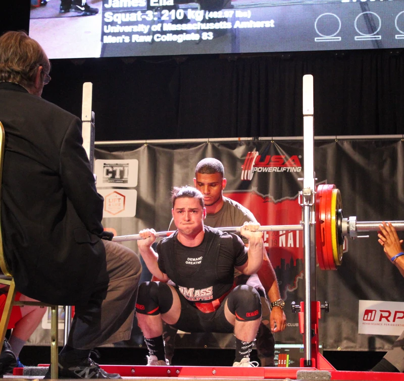 James squatting at a national powerliftin competition.